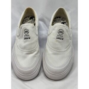 Adidas Nizza Slip-On White Canvas Skate Shoes Sneakers EF0695